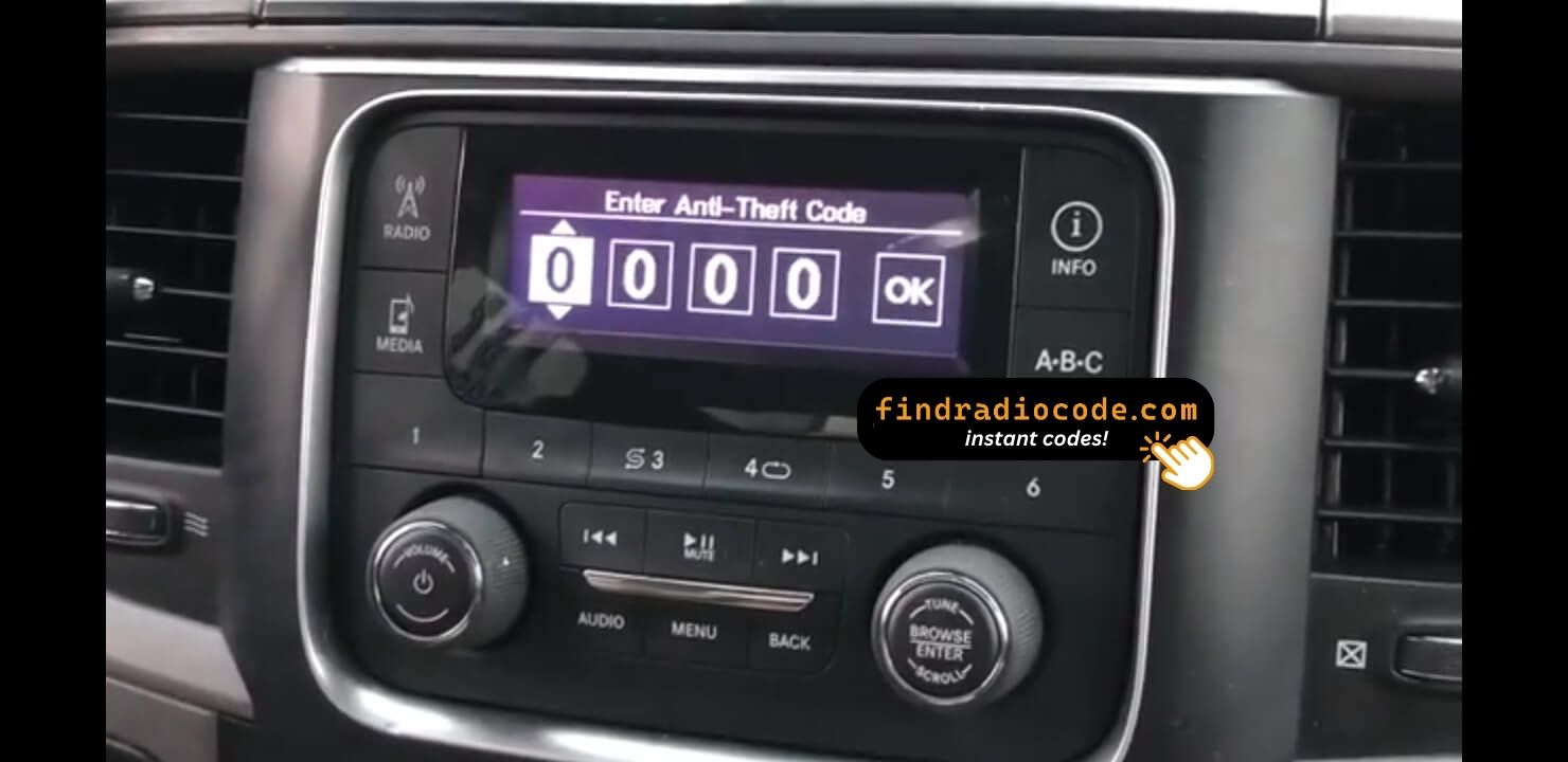 Chrysler Uconnect 3.0 RA1 VP1
 radio unlock 4 digit code online for this radio